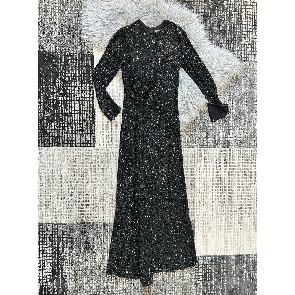 Ashish Black Twist Sequin Maxi Dress Small Long Sleeve NWT‎ Sheath (MSRP $2500)
